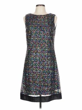 Betsey Johnson Black Multicolor Sequin Deep V Dress